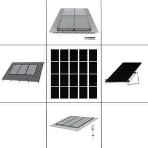 4 reihiges Befestigungssystem für Solarmodule schwarz, Montage zur Hochkant Verlegung für 12 Module für Flachdach