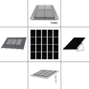 4 reihiges Befestigungssystem für Solarmodule schwarz, Montage zur Hochkant Verlegung für 8 Module für Flachdach mit Aufständerung