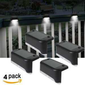 4er-Pack Solar-LED-Treppenlichter, schwarze Muschel, weißes Licht, Hofzaun, Wand, Landschaft, Auffahrt, Zaunlichter