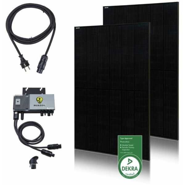 Balkonkraftwerk 830W/600W All Black Photovoltaik Solaranlage Steckfertig wifi Smart - Nuasol