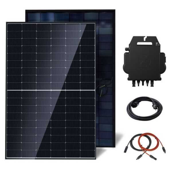 E.For.U Solarmodul Balkonkraftwerk, 800,00 W, Monokristallin, (880W/800W mit 2x440W Bifazialer Glas Solarmodule, APsystems Wechselrichter 600W/800W einstellbar), inkl. integrierter WLAN&BT Überwachung, 0% MwSt.