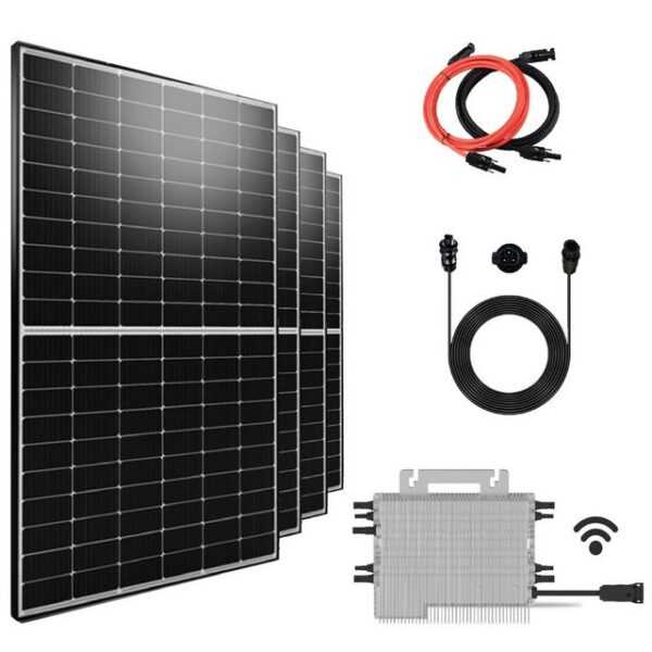 EPP.Solar Solaranlage 1640W Balkonkraftwerke 1640W/1600W Komplettset 410W Bifazial PV Anlage, 1600,00 W, Monokristallin, (DEYE 1600W WLAN Mikro-Wechselrichter Drosselbar von 1600W auf 800W/600W mit 10m Wielandstecker Plus Verlängerungskabel)