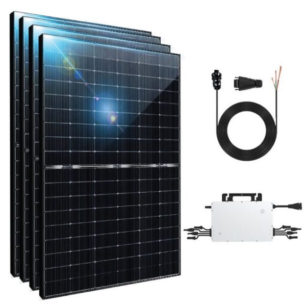 EPP.Solar Solaranlage 2000W Balkonkraftwerk Komplettset Bifazial Photovoltaik Solaranlage, Monokristallines 500W Solarmodul mit Hoymiles 1600W Wechselrichter und 10m Wielandstecker