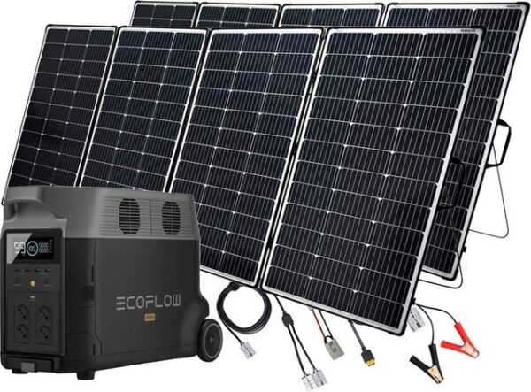 Ecoflow Solaranlage Delta Pro 3,6kWh Powerstation mit 2 x 440W Offgridtec Solarmodul, 440 W, Monokristallin, (Spar-Set), Plug and play