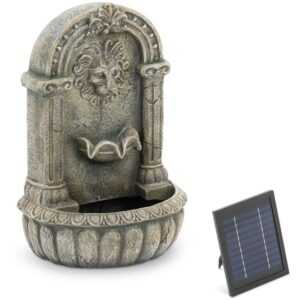 Hillvert - Solar Gartenbrunnen Solarbrunnen Zierbrunnen speiender Löwenkopf über Becken led