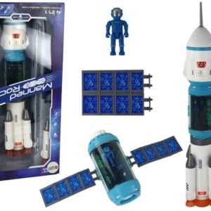 LEAN Toys Spielzeug-Flugzeug Cosmos Set Rakete Sound Licht Weltraumrakete Laborkapsel Solarpaneele