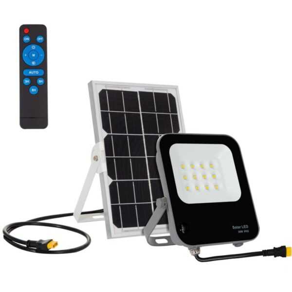 LED-Flutlichtstrahler Solar 30W 170lm/W IP65 mit Fernbedienung NeutralweißNeutralweiß 4500K