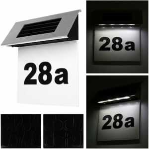 Led Edelstahl-Solar-Türschild-Nummernlichtlampe, Buchstabenschild-Beleuchtung, kühles Weiß (6000 k) für Haustür-Nummernschild - Rhafayre