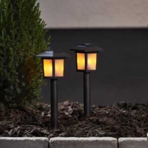 Led Solar Wegeleuchte Flame Mini in Schwarz 2x 0,06W - black - Star Trading