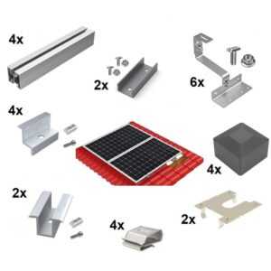 Montage Set 2 Module Solar Photovoltaik Ziegeldach 30mm Befestigung Silber 0%