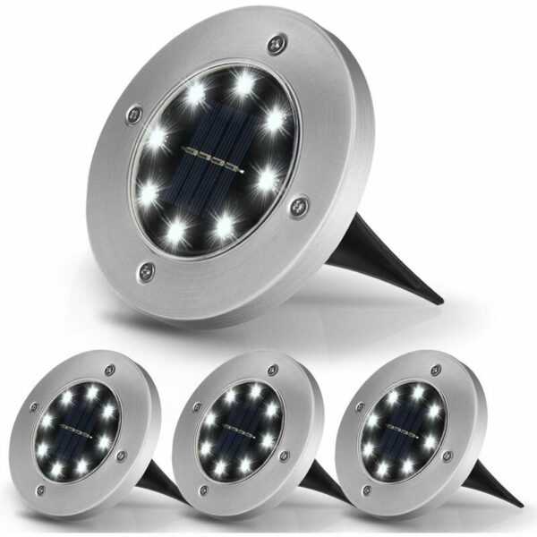 Outdoor Solarleuchte 8 led Solar Gartenleuchte 3000K Warmweiß Wasserdicht IP65, Outdoor led Einbaustrahler, für Outdoor, Garten, Terrasse, Rasen, Hof