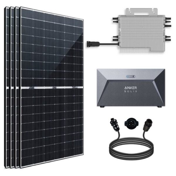 SOLAR-HOOK etm Solaranlage 1760W Balkonkraftwerk mit Speicher Bifazial Komplettset, 1600W WIFI Deye Wechselrichter und Photovoltaik Solaranlage mit Anker Solarspeicher