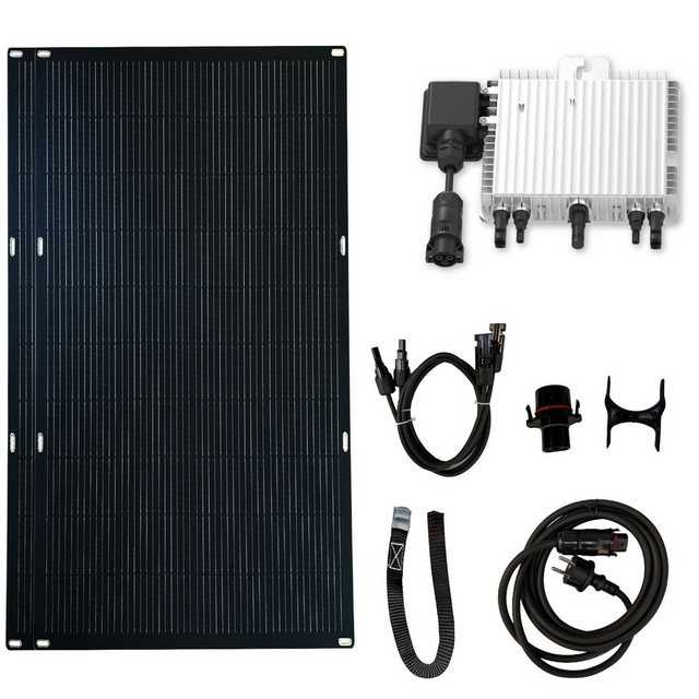 SOLAR-HOOK etm Solaranlage 800W Flexible Balkonkraftwerk Komplettset, (mit DEYE 600W/800W WIFI Wechselrichter), 4x 200W Flexibel Solarmodule Befestigung set – PV Solaranlage