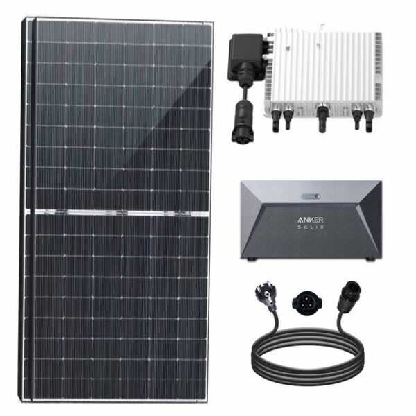 SOLAR-HOOK etm Solaranlage 880W Balkonkraftwerk mit Speicher Bifazial Komplettset, mit 800W WIFI Deye Wechselrichter und Photovoltaik Solaranlage inkl. Anker Solarspeicher