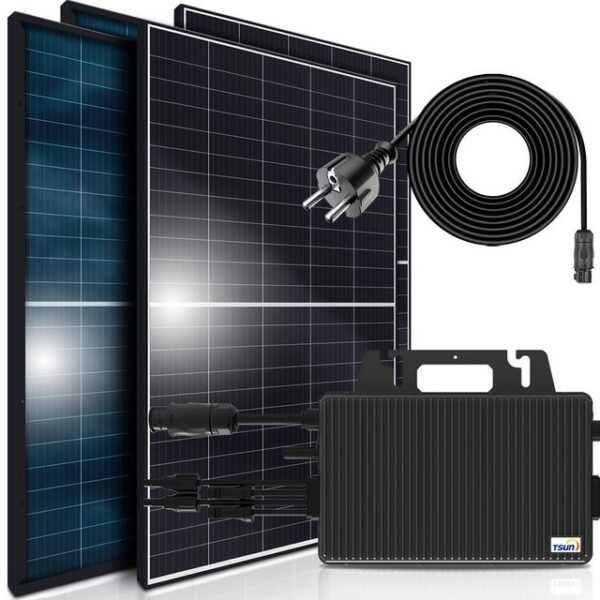 SUNNIVA Solaranlage 1720/2000W BIFACIAL Balkonkraftwerk, 2000,00 W, Monokristallin, (TSUN 2000W Micro-Wechselrichter TSOL Wifi Upgradebar Drosselbar, 4x 430W Solarmodule, Solaranlage mit 5m Anschlusskabel, Solarkabel, Photovoltaikanlage), Balkon Mini-PV Anlage genehmigungsfrei Inverter, Solarpanel Solarmodul