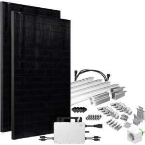 Solar-Direct 860W HMS-800W-2T Balkonkraftwerk Bifazial Full Black Schukosteckdose - 10m - Ohne Halterung - Offgridtec