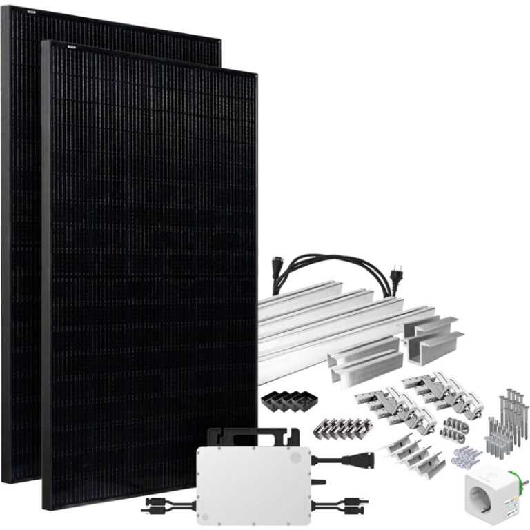 Solar-Direct 860W HMS-800W-2T Balkonkraftwerk Bifazial Full Black Schukosteckdose – 10m – Ohne Halterung – Offgridtec