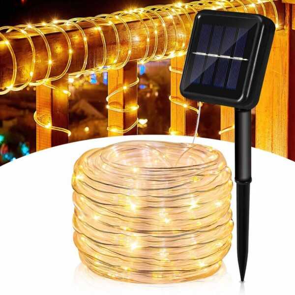 Solar Lichterkette Lichtschlauch led Lichterkette 8 Lichtmodi Party Garten Innen Außen Deko Weihnachtsbeleuchtung 32 m - Swanew