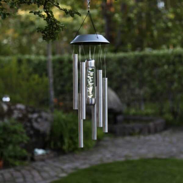 Star Trading - led Solar Windspiel Bubbly, Edelstahl, 350mm - grey