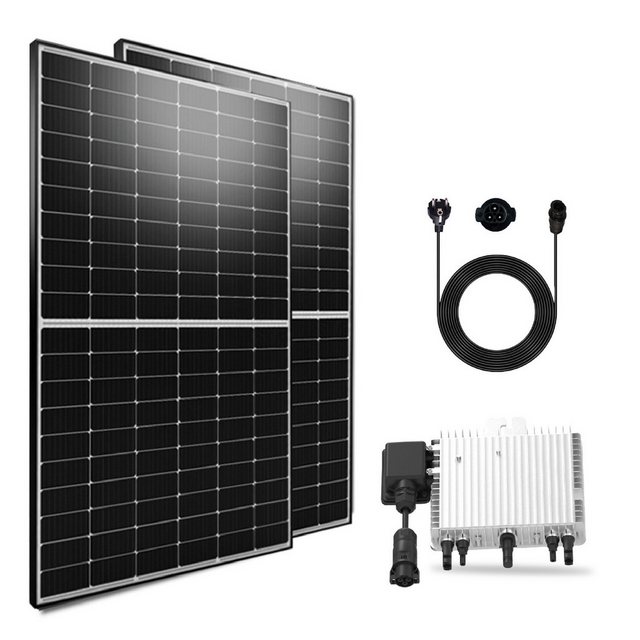 Stegpearl Solaranlage 1000W Balkonkraftwerk Komplettset inkl 500W M10 HIEFF Solarmodul, 1000,00 W, Monokristallin Plug & Play 800W DEYE WLAN upgradefähiger von 600W auf 800W Wechselrichter mit Relais inkl 5m Schukostecker