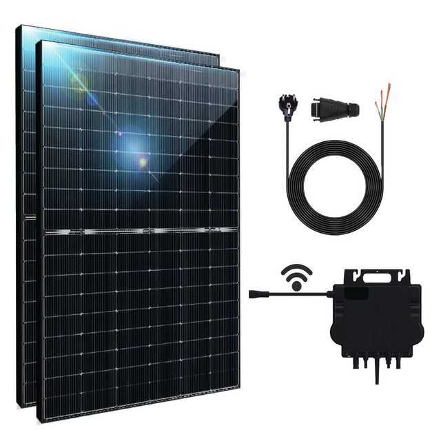 Stegpearl Solaranlage 880W/800W Balkonkraftwerk 440W Bifazial Photovoltaik Solaranlage, Monokristallin Komplettset Plug & Play Growatt NEO 800W WLAN Wechselrichter mit 10m Kabel