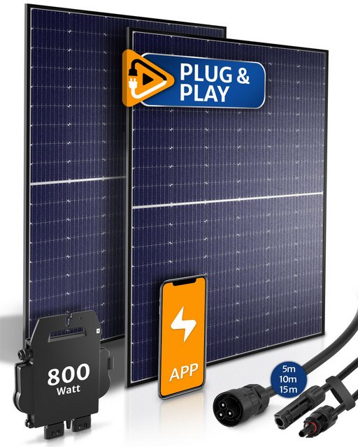 StromGanzEinfach Solarmodul STROMGANZEINFACH 2x425W ohne Halterung – 10m Kabel Balkon-Solaranlage