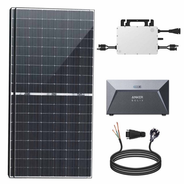 enprovesolar Solaranlage 880W Bifazial Balkonkraftwerk mit Speicher, Hoymiles Wechselrichter 800W und Photovoltaik Solaranlage inkl. Solarspeicher von Anker