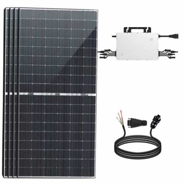 enprovesolar Solaranlage Balkonkraftwerk Komplettset 2000W (4x Bifazial Modul), Hoymiles Wechselrichter 1600W Photovoltaik Solaranlage inkl 10m Wielandstecker