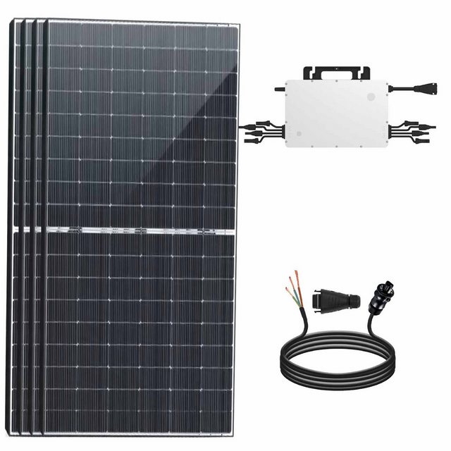 enprovesolar Solaranlage Balkonkraftwerk Komplettset 2000W (4x Bifazial Modul), mit Hoymiles Wechselrichter 1800W und Photovoltaik Solaranlage inkl. 10m Wielandstecker