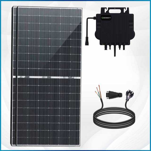 enprovesolar Solaranlage Balkonkraftwerk Komplettset 880W (2x Bifazial Modul), Growatt NEO Wechselrichter 800W und Photovoltaik Solaranlage inkl. 5m Schukostecker