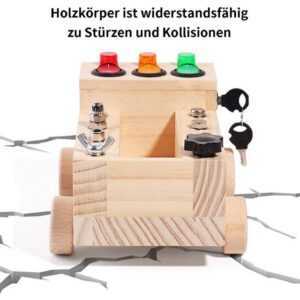 yozhiqu Lernspielzeug Hölzerne multifunktionale Farb -Lampen -Auto -Nuss -Demontagespielzeug (1-St), Montessori Activity Board mit LED -Lampenschalter, geeignet für Kinder