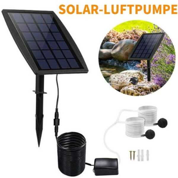 yozhiqu Teichbelüfter Solar Aquarium Sauerstoffpumpe,Aquarium Oxygenator Belüfter Luftpumpe, (1-St), Plug-in Sauerstoffpumpe für Outdoor-Pool Teich Fischbecken Schwarz