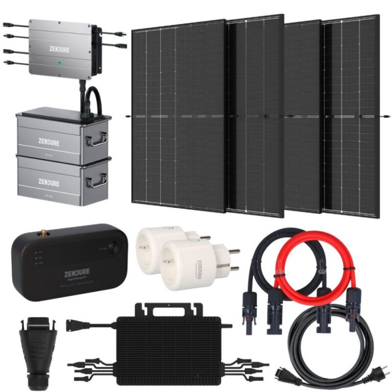 Balkonkraftwerk 1700W 2x Speicher 4x 425W JA Solar Hoymiles HMS-1600W-4T Wechselrichter Komplettset Bifazial Black Frame